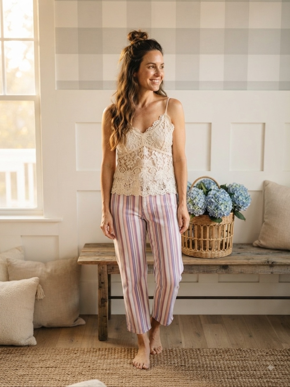 Gloria Vanderbilt Pastel Striped Cotton Jeans 10